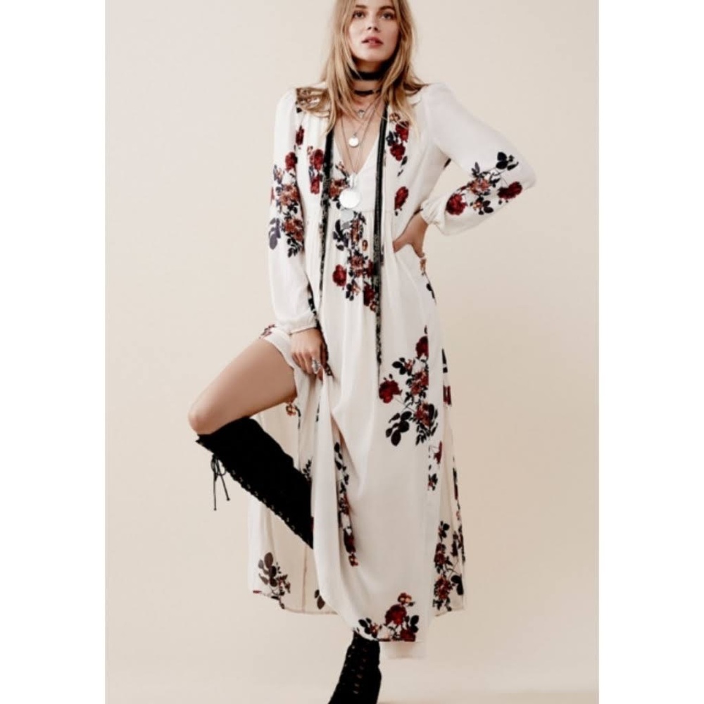 Free People Long Sleeved Floral Maxi Dress